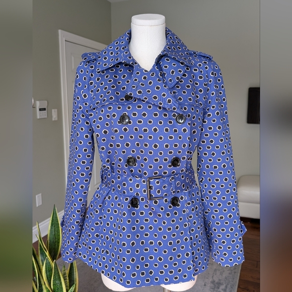 Coach Jackets & Blazers - Coach Woman's Trench Coat Royal Blue Jacket Leather Collar 100% Cotton Size M